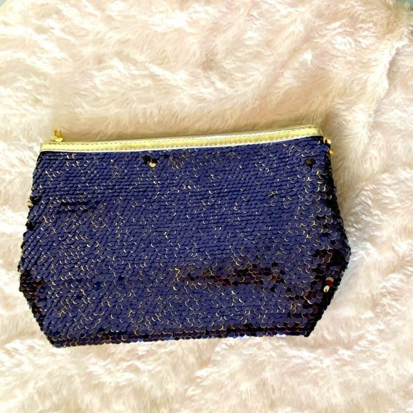 Lancome Blue Sequin Cosmetic Bag NWOT - Picture 2 of 6